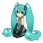  :3 animated animated_gif aqua_eyes aqua_hair detached_sleeves hatsune_miku headphones headset long_hair lowres mochi_(piapro) seiza simple_background sitting skirt solo thighhighs twintails very_long_hair vocaloid 