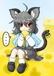  animal_ears bad_id bad_pixiv_id basket black_hair cheese eku food mouse mouse_ears mouse_tail nazrin red_eyes solo tail touhou 