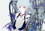  ayanami_rei blue_hair gainaxtop neon_genesis_evangelion okama plant plugsuit red_eyes short_hair solo tree 