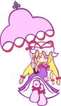  blonde_hair flat_color full_body highres long_hair parasol parody puyopuyo puyopuyo_fever solo style_parody touhou transparent_background umbrella y&amp;k yakumo_yukari 