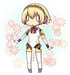  1girl aegis_(persona) android bad_id bad_pixiv_id blonde_hair bow chibi early_lag flower headband persona persona_3 short_hair solo 