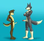  anthro balls canine comparing duo erection gay male mammal penis sceptile_(artist) uncut young 