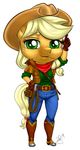  2014 anthro anthrofied applejack_(mlp) big_head blonde_hair clothed clothing earth_pony equine female freckles friendship_is_magic gloves green_eyes hair hat horse looking_at_viewer mammal my_little_pony pia-sama plain_background pony rope solo standing white_background 