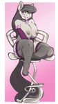  2014 anthro anthrofied arnachy big_breasts black_hair breasts chair clothing cutie_mark earth_pony elbow_gloves equine female friendship_is_magic fur gloves grey_fur hair horse legwear lingerie looking_at_viewer mammal my_little_pony nipples octavia_(mlp) pony purple_eyes sitting solo stockings 