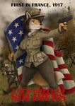  2014 american_flag anthro canine dog english_text female flag fox gun male mammal propaganda ranged_weapon rifle text war weapon wolfjedisamuel 