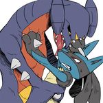  ambiguous_gender duo forced garchomp licking lucario nintendo pmkuninashi pok&eacute;mon tongue tongue_out video_games 