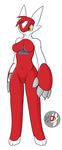  anthro breasts drakeraynier female latias legendary_pok&eacute;mon navel nintendo plain_background pok&eacute;mon solo video_games yellow_eyes 