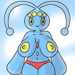  big_breasts breasts female huge_breasts looking_at_viewer manaphy nintendo nipples pok&eacute;mon smile solo thenewsirserial video_games 