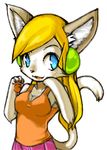  blonde_hair blue_eyes cat cave_story cleavage clothed clothing curly_brace feline female hair humanoid machine mammal mechanical onlineworms paws plain_background robot shirt solo tank_top video_games white_background 