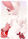  2012 ambiguous_gender anthro blush butt claws fur looking_back nintendo open_mouth pok&eacute;mon red_eyes red_fur solo teeth video_games white_fur zangoose д 