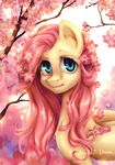  2014 equine female feral fluttershy_(mlp) friendship_is_magic fur hair long_hair mammal my-magic-dream my_little_pony outside pegasus pink_hair solo white_fur wings 