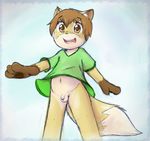  anthro balls bottomless canine clothed clothing cub flaccid fox half-dressed ketsa male mammal penis solo uncut young 