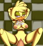  2014 animatronic anthro avian bird blush breasts chica chica_(fnaf) chicken disembodied_penis duo english_text female five_nights_at_freddy&#039;s hearlesssoul humanoid_penis looking_at_viewer lying machine male mechanical missionary_position nipples nude on_back open_mouth penetration penis presenting purple_eyes pussy robot sex straight teeth text tongue tongue_out vaginal vaginal_penetration yellow_body 