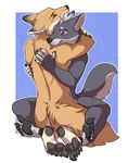  akira anthro ari butt canine crying cuddling cute digital_media_(artwork) dinobutt duo gay hindpaw hug male mammal nude paws plantigrade sitting tears toes wolf 