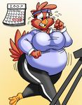  anthro avian big_breasts bird breasts calendar chadrocco clothed clothing exercising female headband holidays obese overweight solo sweat thanksgiving treadmill turkey 