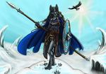  amazing anthro armor canine cape danogambler elis fantasy female hair long_hair looking_at_viewer mammal medieval polearm shield spear valkyrie viking warrior weapon winter wolf 