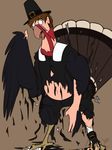  anthro avian binturongboy bird clothing holidays male pilgrim solo thanksgiving torn_clothing transformation turkey 