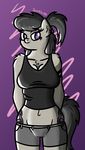  2014 anthro anthrofied black_hair breasts clothing cutie_mark earth_pony equine female friendship_is_magic fur grey_fur hair horse looking_at_viewer mammal my_little_pony octavia_(mlp) pony ponytail purple_eyes solo sparkler99 