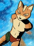  anthro bathing canine clothing fox fox_mccloud kcee looking_at_viewer male mammal nintendo pool solo speedo star_fox suit swimsuit towel video_games water 