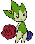  chd clothing female flora_fauna flower flower_in_hair looking_at_viewer nintendo plain_background plant pok&eacute;mon roselia smile solo standing swimsuit video_games white_background 