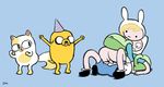  adventure_time balls black_nose blonde_hair butt cake_the_cat canine cartoon cartoon_network cat clothed clothing dog fake_ears feline female finn_the_human fionna_the_human group hair hat human jake_the_dog male mammal open_mouth sex simx smile straight toony 