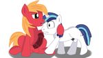  absurd_res animal_genitalia balls big_macintosh_(mlp) cutie_mark duo equine erection feral flaccid friendship_is_magic gay hair hi_res horn horse horsecock jbond male mammal my_little_pony penis plain_background shining_armor_(mlp) tongue tongue_out unicorn white_background young 
