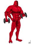  abs alien amber_eyes balls barefoot ben_10 biceps big_muscles black_skin bodybuilding erection four_arms_(ben_10) humanoid humanoid_penis male muscles nude pecs penis plain_background pose red_penis red_skin scales smile solo spines standing toned vein vogelrove weightlifting weights white_background 