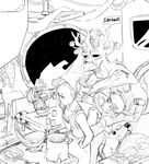  anthro avian bird black_and_white chicken cooking cosmo_(marvel) english_text female food groot guardians_of_the_galaxy human humor male mammal monochrome raccoon rocket_raccoon sheyuki star-lord stove text 