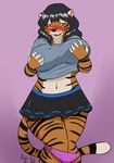  big_breasts blush breasts clothing digital_media_(artwork) feline female mammal nightfaux open_mouth panties smile solo tiger underwear 