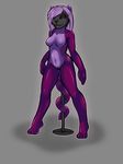  encasement female goo inanimate ivory-raven mammal mannequin mask nude purple_goo red_panda rubber shea shiny solo standing transformation 