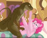  2014 anthro dinosaur duo earth_pony el-loko equine female friendship_is_magic horse male mammal my_little_pony nude penetration pinkie_pie_(mlp) pony sex 