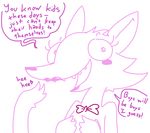  &lt;3 anthro bow_tie canine dialogue english_text female five_nights_at_freddy&#039;s five_nights_at_freddy&#039;s_2 fox furrification giggle happy mammal mangle_(fnaf) solo suggestive text the_weaver 