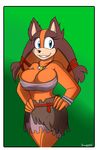 2014 anthro badger big_breasts breasts cleavage clothed clothing female looking_at_viewer mammal mustelid sega smile solo sonic_(series) sticks_the_jungle_badger supersonicrulaa 