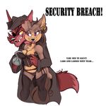  2014 anthro breasts canine cleavage clothed clothing digital_media_(artwork) dog duo ear_piercing eye_patch eyewear female five_nights_at_freddy&#039;s foofy_(character) fox foxy_(fnaf) hat hook kayla-na lingerie male mammal panties piercing pirate plain_background underwear white_background 