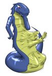  absorption ambiguous_gender dragon duo naga open_mouth plain_background post_vore red_eyes reptile scalie slimedragon1995 smile snake soft_vore solo_focus struggling vore 