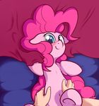  2014 blue_eyes blush disembodied_hand duo earth_pony equine female feral friendship_is_magic fur hair horse human lying mammal mostazathy my_little_pony on_back pink_fur pink_hair pinkie_pie_(mlp) pony quadruped smile solo_focus 