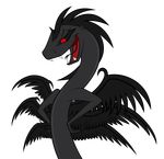  alpha_channel ambiguous_gender anthro avian black_hair claws culu_bluebeaver evil hair hands_on_hips hybrid multiple_wings open_mouth plague_(mlp) plain_background red_eyes reptile scalie smile snake solo teeth tongue tongue_out transparent_background wings 