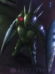  alien ambiguous_gender armor genjilim helmet marathon pfhor ranged_weapon science_fiction shield solo spikes standing weapon 