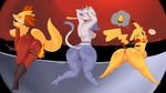  2014 anthro anthrofied anus areola big_breasts blush breasts butt canine delphox egg female fire fox group ipan looking_at_viewer looking_back mammal mienshao nintendo nipples nude one_eye_closed open_mouth pikachu pok&eacute;mon pok&eacute;morph presenting pussy red_eyes stick video_games 