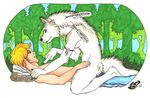 2010 anthro breasts canine duo female fur hair long_hair luthiennightwolf male mammal nude smile white_fur wolf 