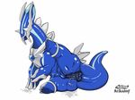  anus butt dialga female igon149 legendary_pok&eacute;mon nintendo obese overweight plain_background plump_labia pok&eacute;mon pussy pussy_juice solo video_games white_background 