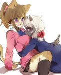  brown_hair caprine cat duo feline female hair kemono lesbian mammal school_uniform schoolgirl sheep white_hair すうりん 