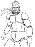  animatronic beard crossover facial_hair five_nights_at_freddy&#039;s konami looking_at_viewer machine male mechanical metal_gear metal_gear_solid monochrome parody robot solid_snake solo 