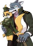  anthro bartolomeus90 canine eyewear female fox glasses hat looking_at_viewer lt._fox_vixen mammal military_uniform seungnyangi smile squirrel_and_hedgehog uniform wolf 