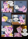  2014 comic crown cutie_mark dialogue door dust english_text equine female feral fire friendship_is_magic gold hair horn inside mammal multicolored_hair my_little_pony princess_cadance_(mlp) purple_eyes radiantrealm text torch winged_unicorn wings 