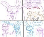  anthro blush bonnie_(fnaf) dialogue disgusted english_text female five_nights_at_freddy&#039;s five_nights_at_freddy&#039;s_2 headband human lagomorph mammal rabbit text the_weaver toy_bonnie_(fnaf) 