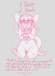 &lt;3 anthro blowing_kiss breasts english_text eyewear female glasses hair kneeling looking_at_viewer mammal mila monochrome nipples nude pussy rat rodent shmutz-art smile solo text 