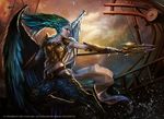  armor feathers female magali_villeneuve magic_the_gathering official_art polearm siren soldier spear wings 