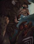  anthro claws fangs feline fur halloween holidays lion male mammal mane moon open_mouth snarling solo teeth tongue transformation twistedhound werelion whiskers 