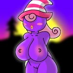  big_breasts breasts female hat huge_breasts nintendo nipples nude paper_mario purple_skin pussy solo standing the_thousand_year_door thenewsirserial video_games vivian witch_hat 